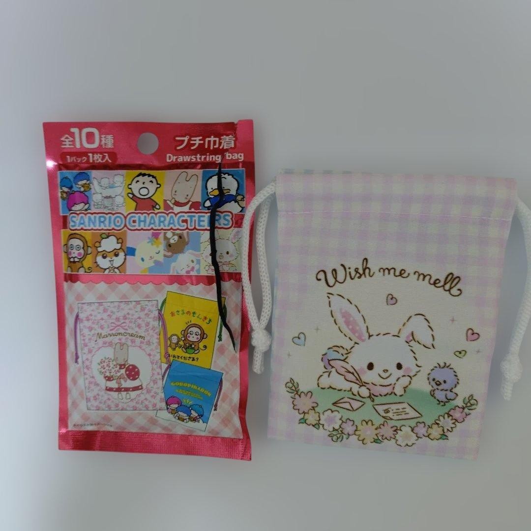 Pink Rabbit Like Character Sanrio Characters Wish Me Mell Drawstring Pouch White Light Blue Pink ...