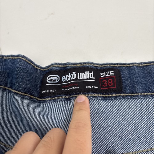 Vtg Ecko Unltd Jean Shorts Mens 38 Baggy Denim Y2k 90s Skater Streetwear Grunge - Picture 6 of 8