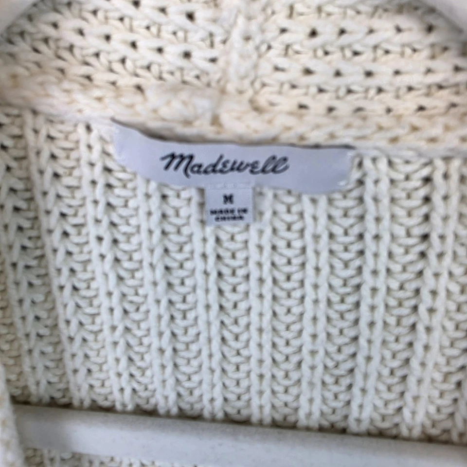 Cárdigan Suéter Madewell Para Mujer Mediano Marfil Botón Frontal Tejido Bolsillos MI1594 Foto 2 de 4