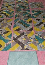 Lot Of 14 Vibrant Unfinished Quilt Blocks 13" X 13" Plus Extra 2.25 Yrd Fabric  