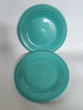 Fiesta Ware Retired Homer Laughlin Turquoise Blue Dinner Plates ~10.5” Set of 2