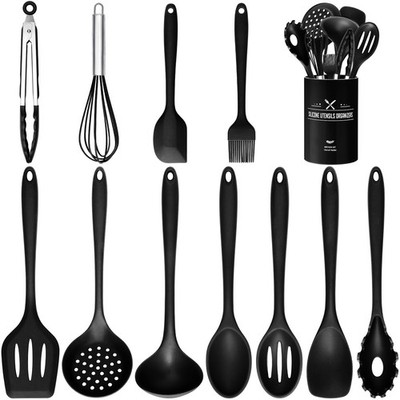 Silikon Küchenutensilien Set - 12tlg Kochutensilien Set mit Halter, BPA frei