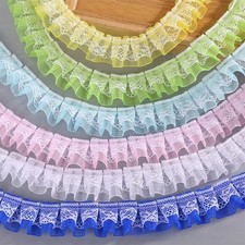 10 Yards 25mm Double Layer Ruffle Lace Tulle Trim - Unilateral Ribbon for Doll