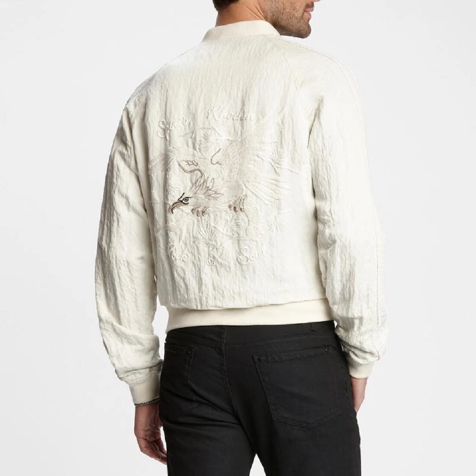 John Varvatos Final Sale $1,298 Men's Rock & Soul Eagle Embroidered Jacket Birch - Image 3 of 3