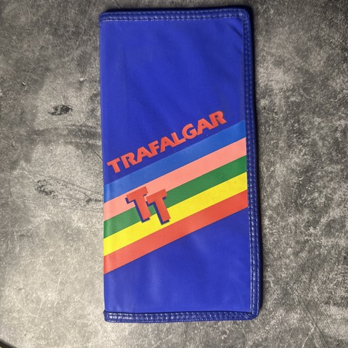 Vintage Trafalgar TT  Passport Document Holder Blue Nylon 9" x 4-1/2" Retro