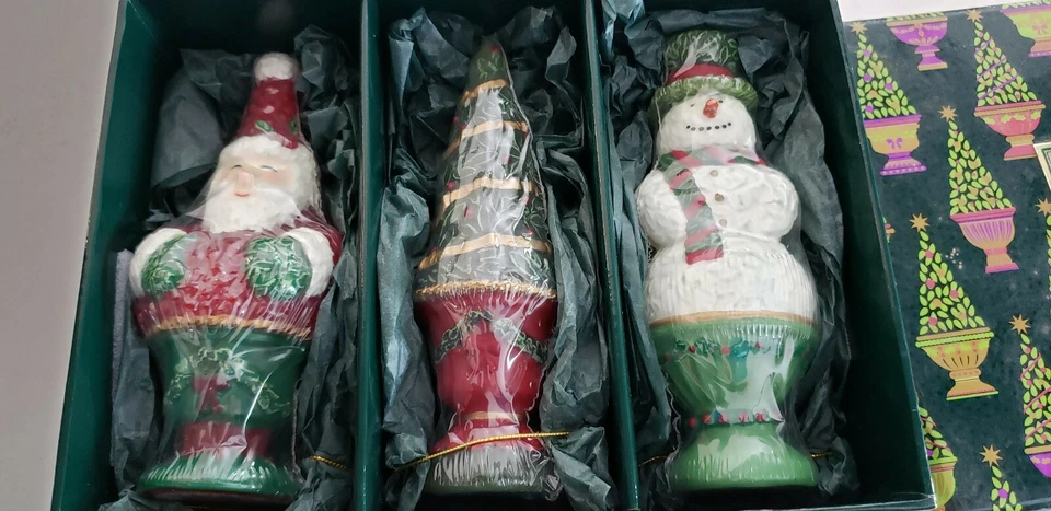 Set 3 NEW White Barn Candle Topiary Candle Trio Christmas Celebrate the Season - Image 2 of 4