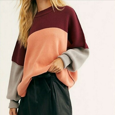 NWT Free People Easy Street Color Block Sweater Size Small