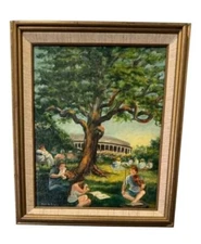 Vintage Oil Painting of a Mozart Concert at Tanglewood  by Jean B. Egan