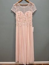 ASOS Embellished 3D Chiffon Sweetheart Neckline Gown Dress Pale Pink 10