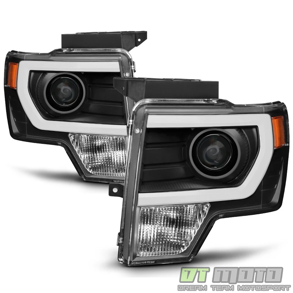 NEW Black 2009-2014 Ford F150 Raptor LED Tube DRL Projector Headlights Headlamps - Image 2 of 4