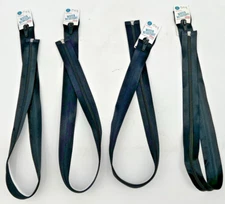 (4) COATS & CLARK F33 SEPARATING ZIPPERS 30" LONG, BLACK, WATER RESISTANT