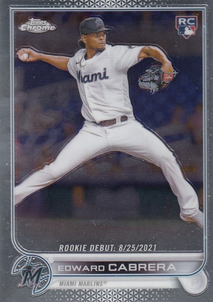 EDWARD CABRERA TOPPS CHROME UPDATE ROOKIE DEBUT RC MIAMI MARLINS #USC87 2022 22