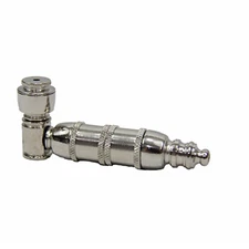 Metal Smoking Pipe MHP8, Size 4", long chamber / nickel-plated. Assembled in USA