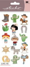 Sheet Of Sticko Cowboy Cuties Stickers, Includes 15 Stickers, New In Package