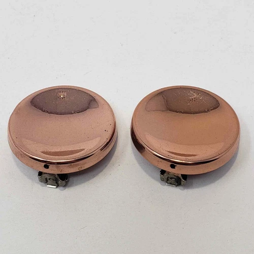 Renoir Copper Large Button Clip On Earrings Vintage Costume Jewelry Round Disc