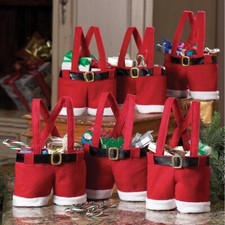 Set of 6. Santa Pants Gift and Treat Bags- 9"L x 11 1/2"H