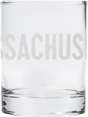 Massachusetts State Shape Rocks Clear Glass Cup (10 Oz.) Set of 2