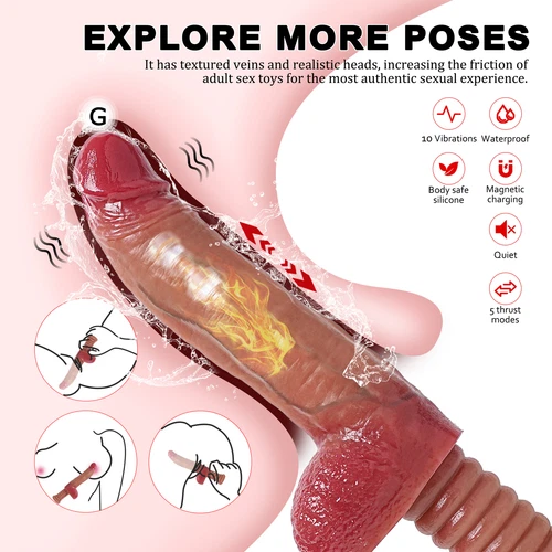 Thrust Heating Realistic Dildo with Handle G Point Vibrator Sex Toys Masturbator - Picture 10 of 23