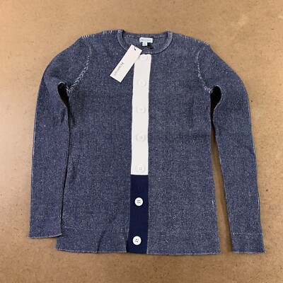 Blumint Boys Size 14 Navy Erie Button Accent Crew Neck Pullover Sweater NWT