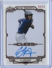2019 Leaf Trinity CJ ABRAMS Clear Acetate Red Foil Auto RC 15/15 Padres