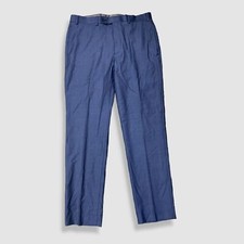  190 Calvin Klein Men's Blue Weave Slim X Fit Wool Trousers Dress Pants 36W 32L