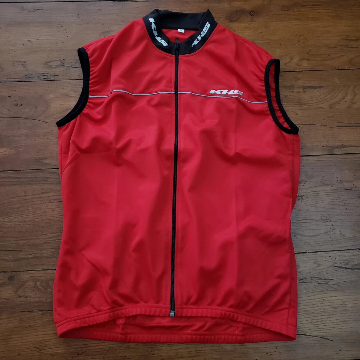 KHS Cycling Jersey Mens Large Road Bike Pockets Red Sleeveless eBay