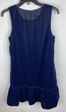 J. Crew Dress Womens 6 Blue Shift Sleeveless Velvet Lined