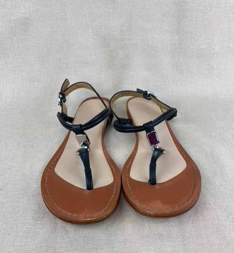 COACH Charleen Black Leather Thong Sandals Women s US 7.5 B eBay