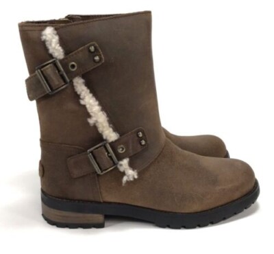 UGG® AUSTRALIA NIELS II CHIPMUNK LEATHER BIKER BOOTS