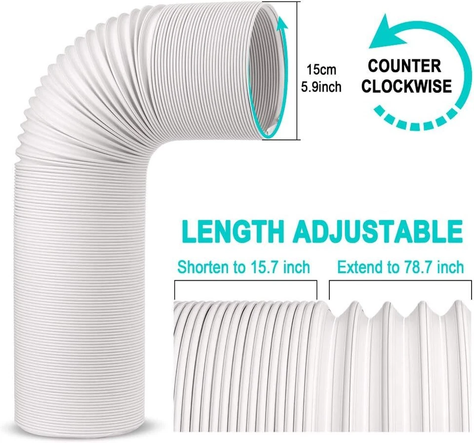 Manguera de Aire Acondicionado, Escape Portátil 5.9(6)'' - En sentido Antihorario, Blanco Foto 2 de 4