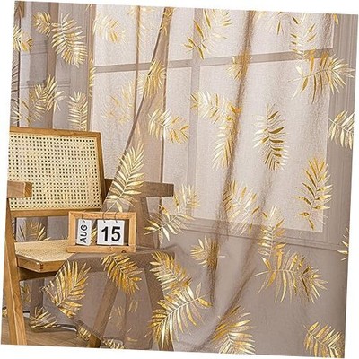  Taupe Sheer Curtains 96 Inches Long 2 52'' W x 96'' L, 2 Panels Gold and Taupe