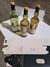3 Empty Lagavulin 8, 12, 16 yr old Whisky bottle and 2 Boxes READ DESC