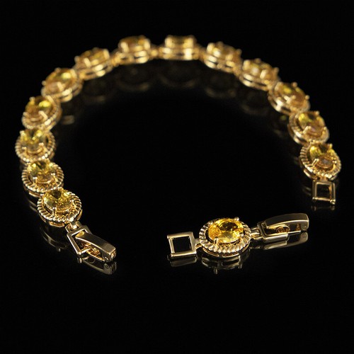 Hotsale Summer Party Jewelry Oval Yellow Citrine Gemstone Charm Women Bracelet - Picture 3 of 6