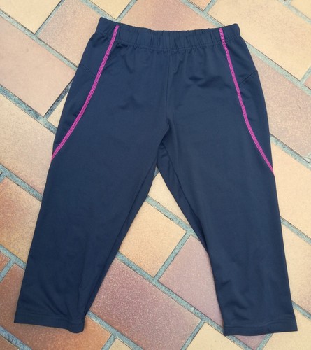 Laufhose, running tights, Fitnesshose, 3/4-Länge, Gr. S, schwarz m. pink, Crivit