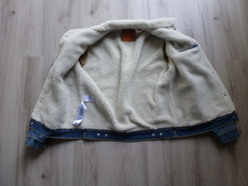 Levi's Trucker Jacket Sherpa Lined Mens Size Medium Denim Blue Medium Washed EUC - Picture 9 of 17