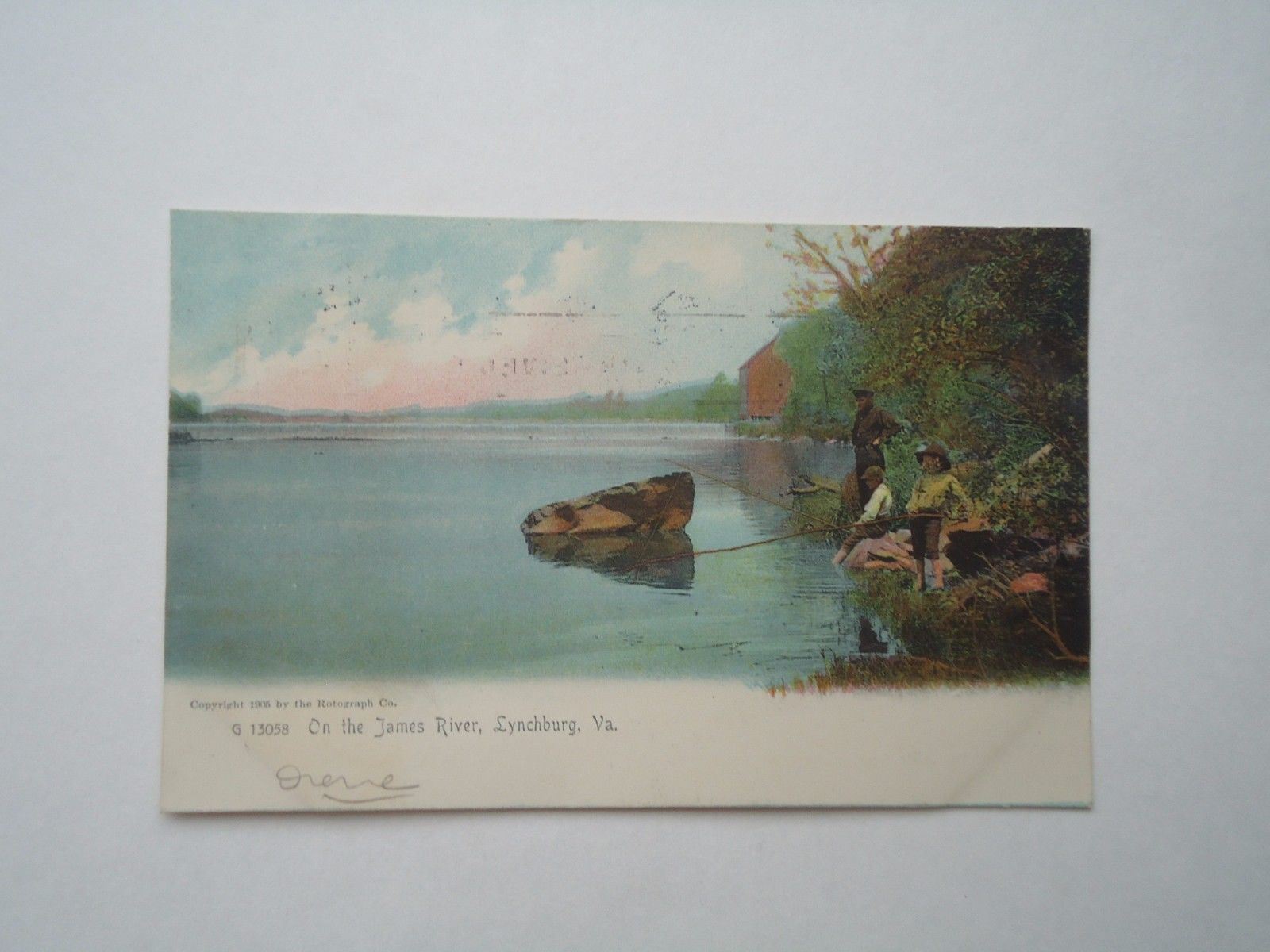 1906 On The James River Lynchburg VA Virginia Boys Fishing Blue Ridge Mountains eBay