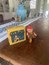 Vintage Ringing Tricycle Tin Wind Up Toy with Key in Original Box Works