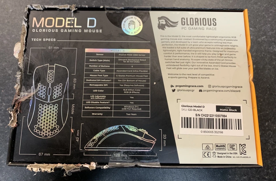 Glorious PC Gaming PC Gaming Race Model D gaming mouse - black.PR 49946… - Image 2 of 4