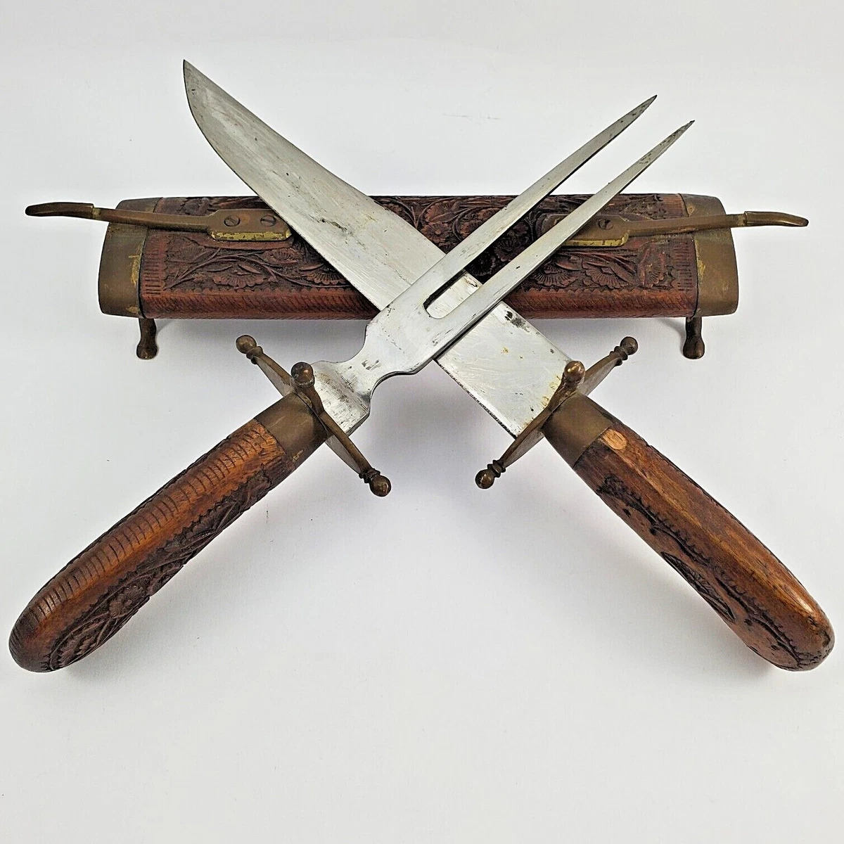 Antique knife and fork carving best sale set