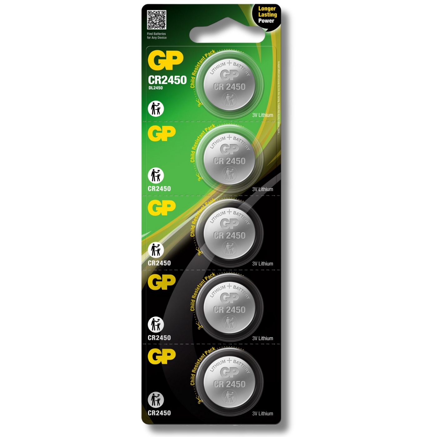 5x GP CR2450 Batteries 3V Lithium Coin Cell Button DL2450 2450 *EXPIRY 01/2034*