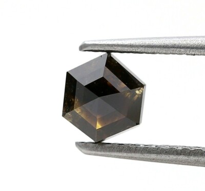 Rustikal Natürlicher Diamant 0.83ct Gräulich Brown Funkelnde Hexagon Rose Für