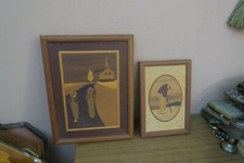 SET OF 2 HUDSON RIVER WOOD INLAY SIGNED NELSON  FRAMED