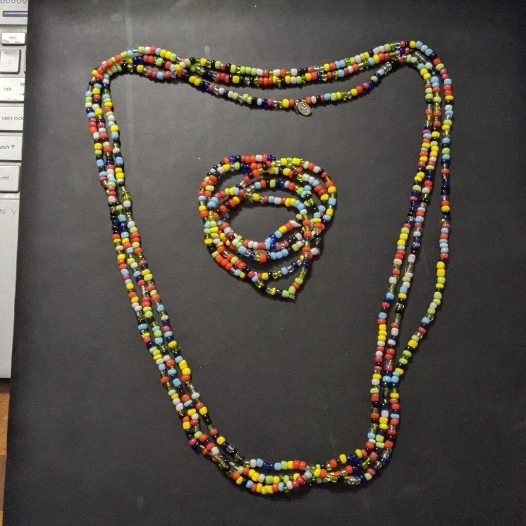 Cookie Lee Rainbow Multi Color Beaded Necklaces a… - image 1