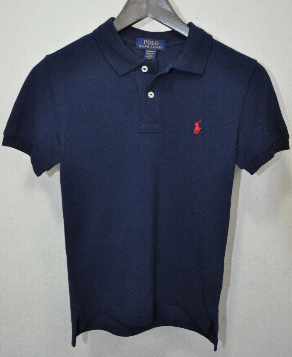 POLO RALPH LAUREN CUSTOM FIT POLO SHIRT NAVY BLUE M 10-12 KIDS | eBay