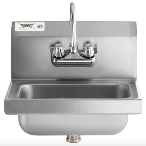 Hand Wash Sink w/ FAUCET Commercial Stainless Steel Wall Mount Kit NSF 17 x 15" - Picture 7 of 12