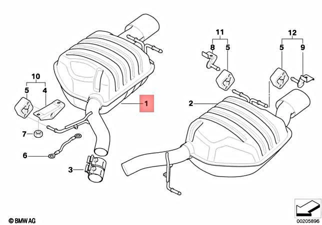 Genuine BMW E63 E64 645Ci Cabrio Coupe Rear Silencer Right 