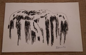 Détails Sur Dessin Miloje Todorovitch Paysage Montagne Sous La Neige Feutre Cachet Artiste