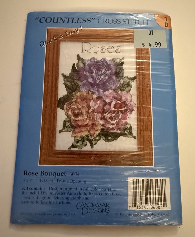 Candamar Designs Countless Cross Stitch Kit Rose Bouquet Roses 5" x 7"