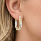 $3999-2CTTW💥CERTIFIED NATURAL Diamond INSIDE OUT HOOP EARRINGS💥10K YELLOW GOLD — photo 3