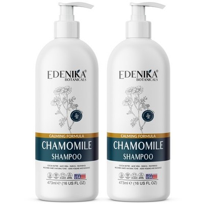 Edenika 2 Pack Chamomile Shampoo Aloe Vera Hydrating Gentle Sulfate Free 16 oz